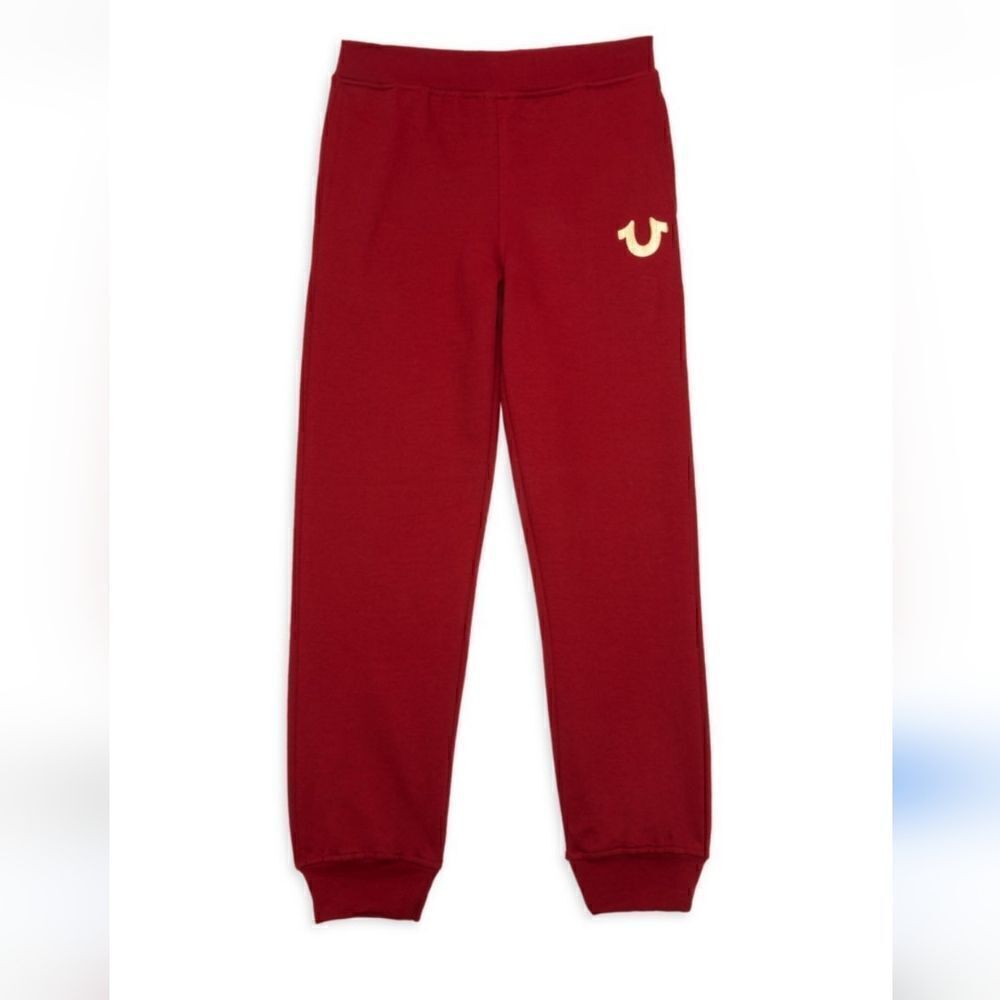 True Religion BOY'S LOGO JOGGERS Sweatpants IN RED DAHLIA M